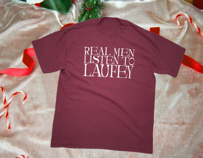 Real Men Listen To Laufey Tee - Holiday Burgundy