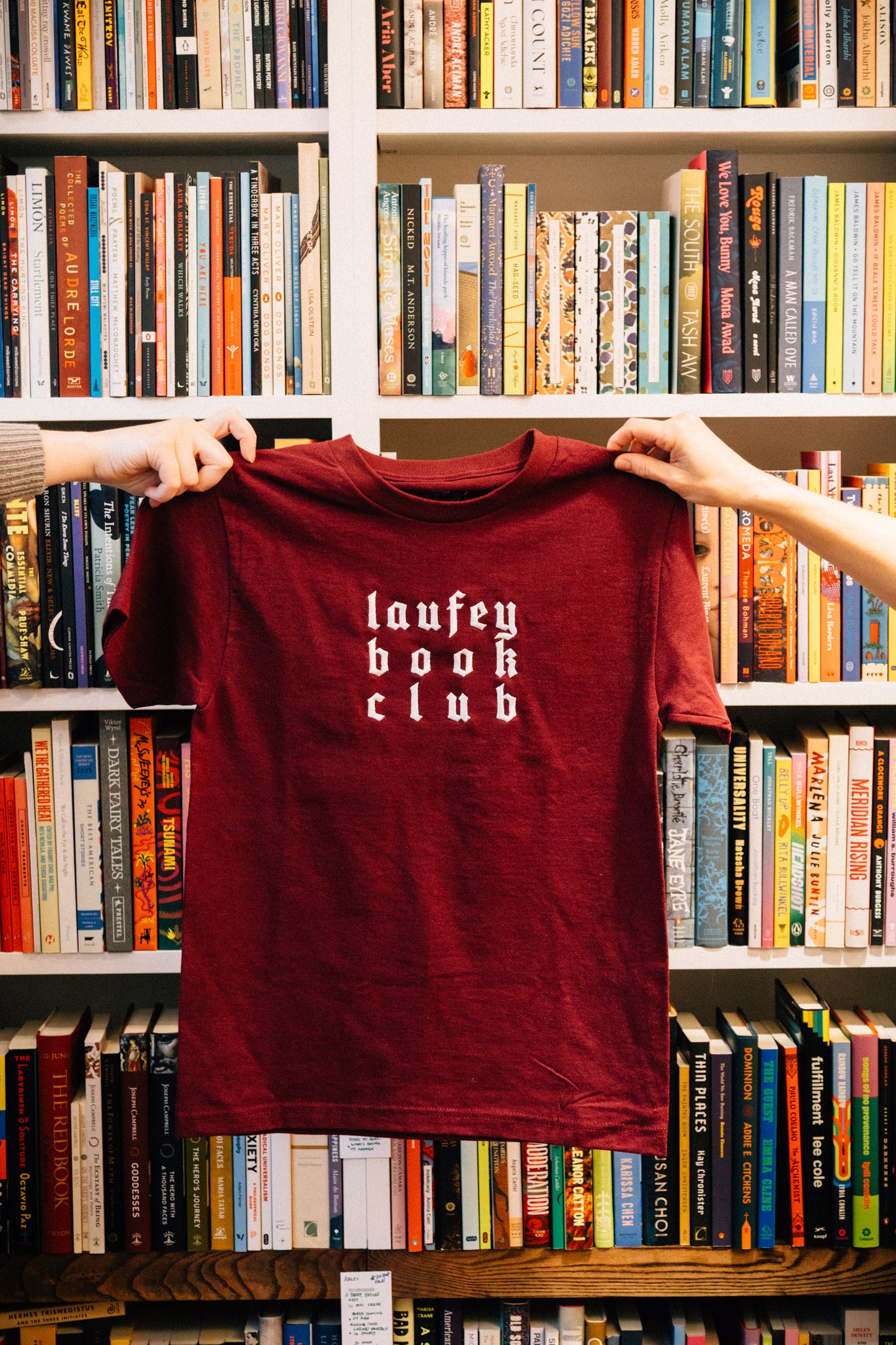 Book Club Embroidered Tee - Maroon