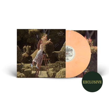 Vinyl record with a scenic cover featuring a person in a garden.