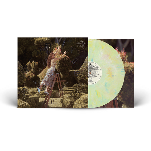 Vinyl record with a scenic cover featuring a person on a ladder in a garden.