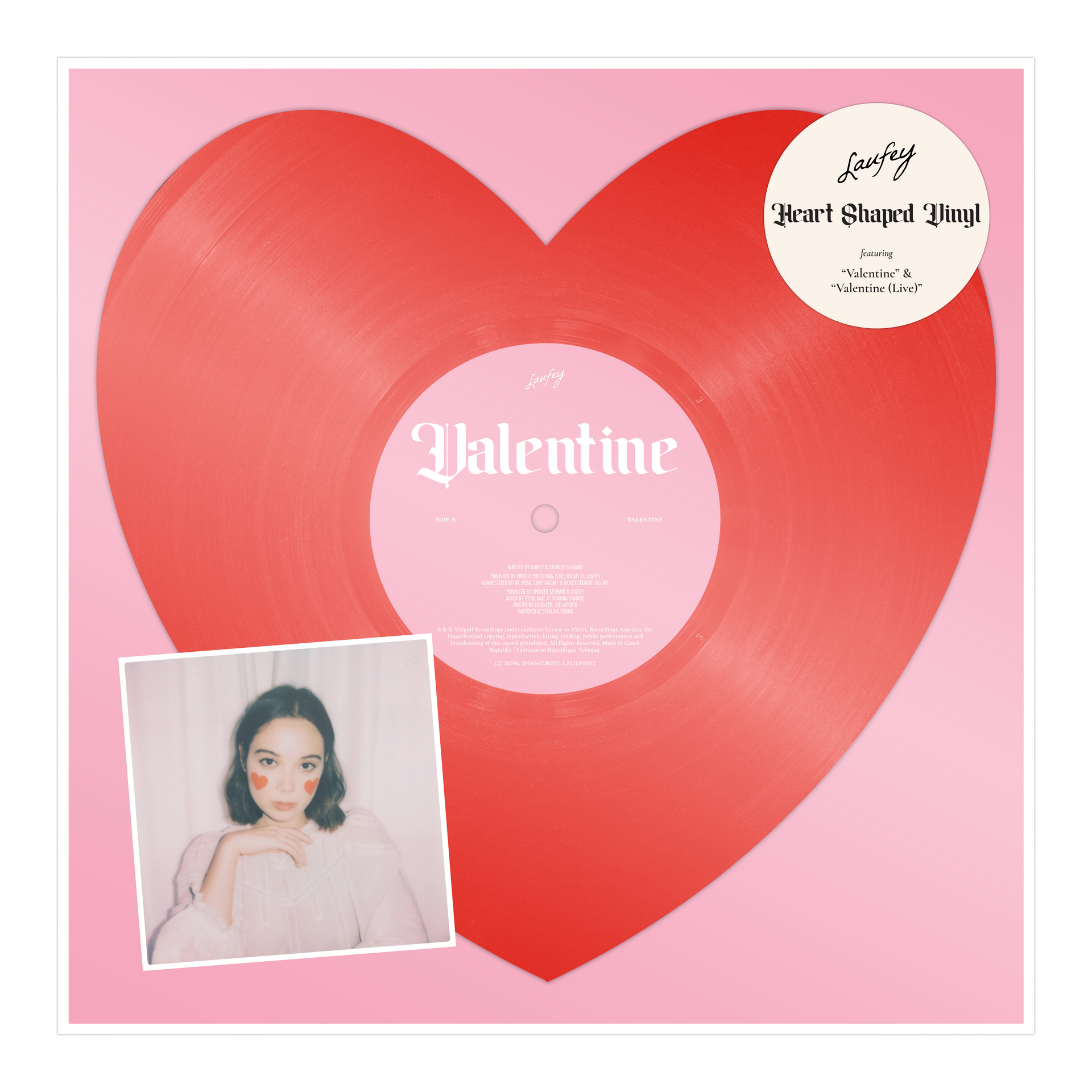 Laufey valentine vinyl レコード Valentine - Heart-Shaped 7